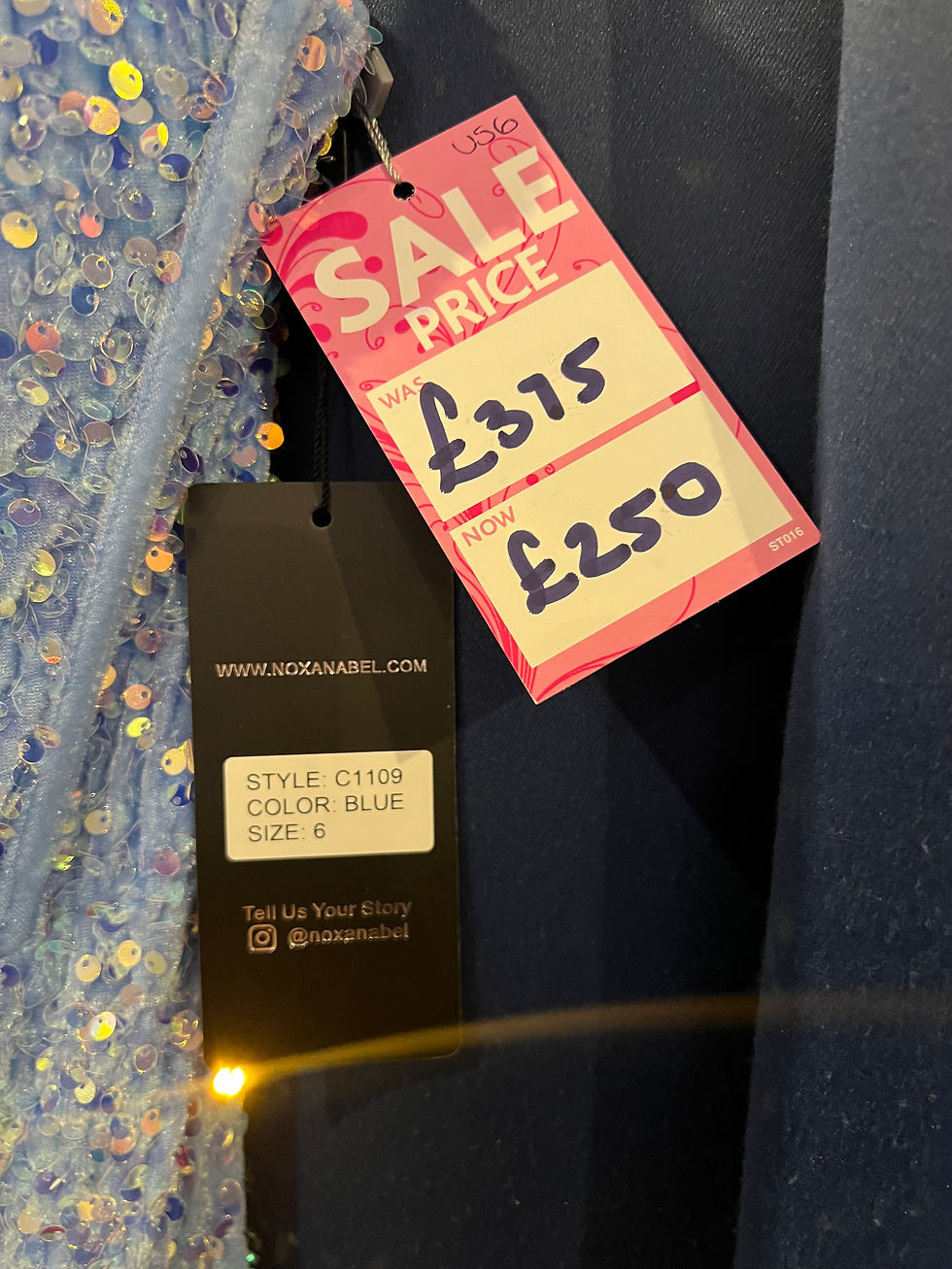 Thumbnail: Nox Anabel C1109 size 6 blue prom dress with corset back 