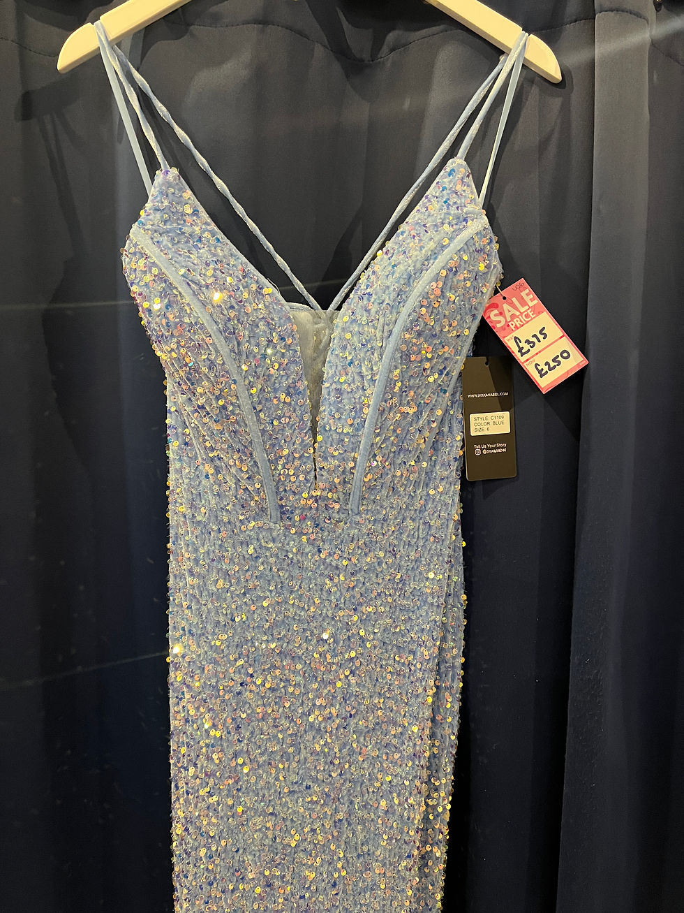 Thumbnail: Nox Anabel C1109 size 6 blue prom dress with corset back 