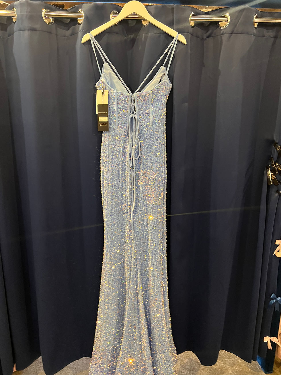 Thumbnail: Nox Anabel C1109 size 6 blue prom dress with corset back 