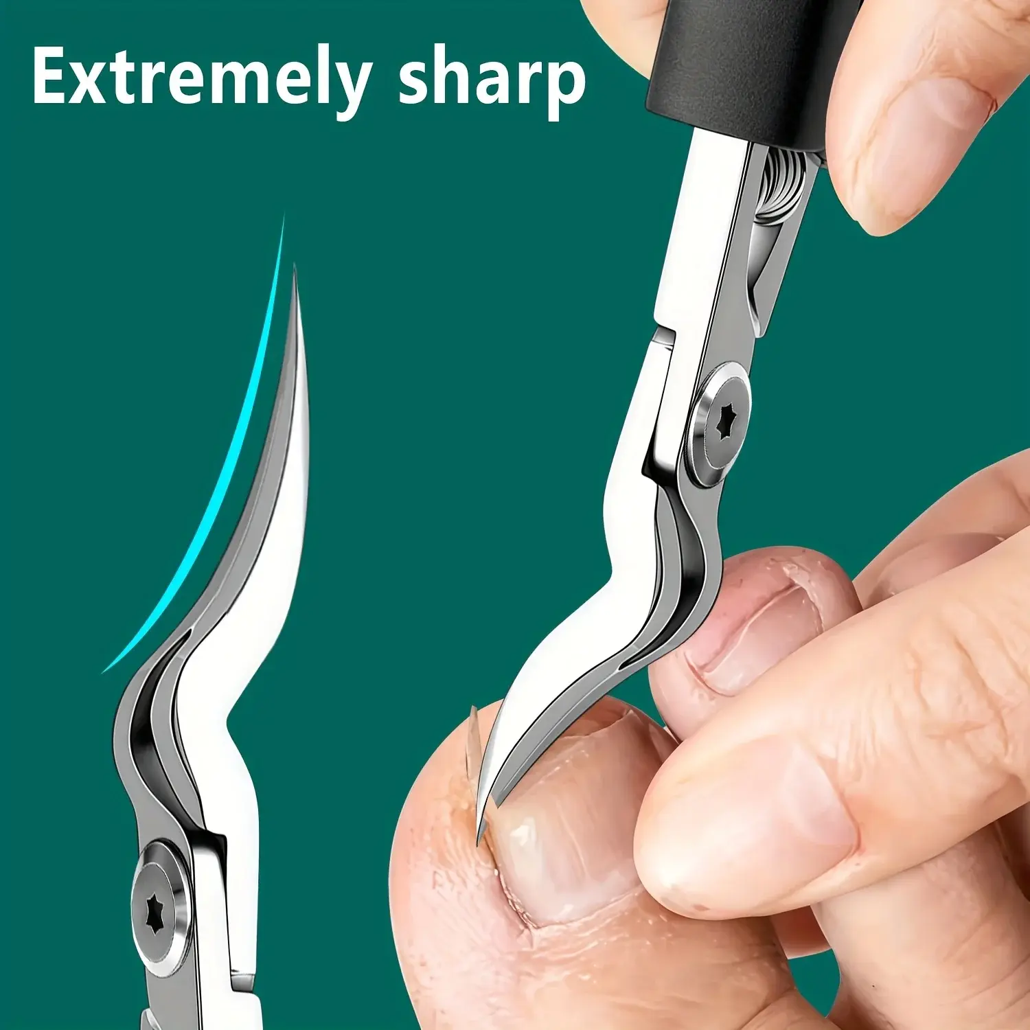 KHTO Professional Heavy-Duty Steel Toenail Clipper with Serrated Blade Thick & I