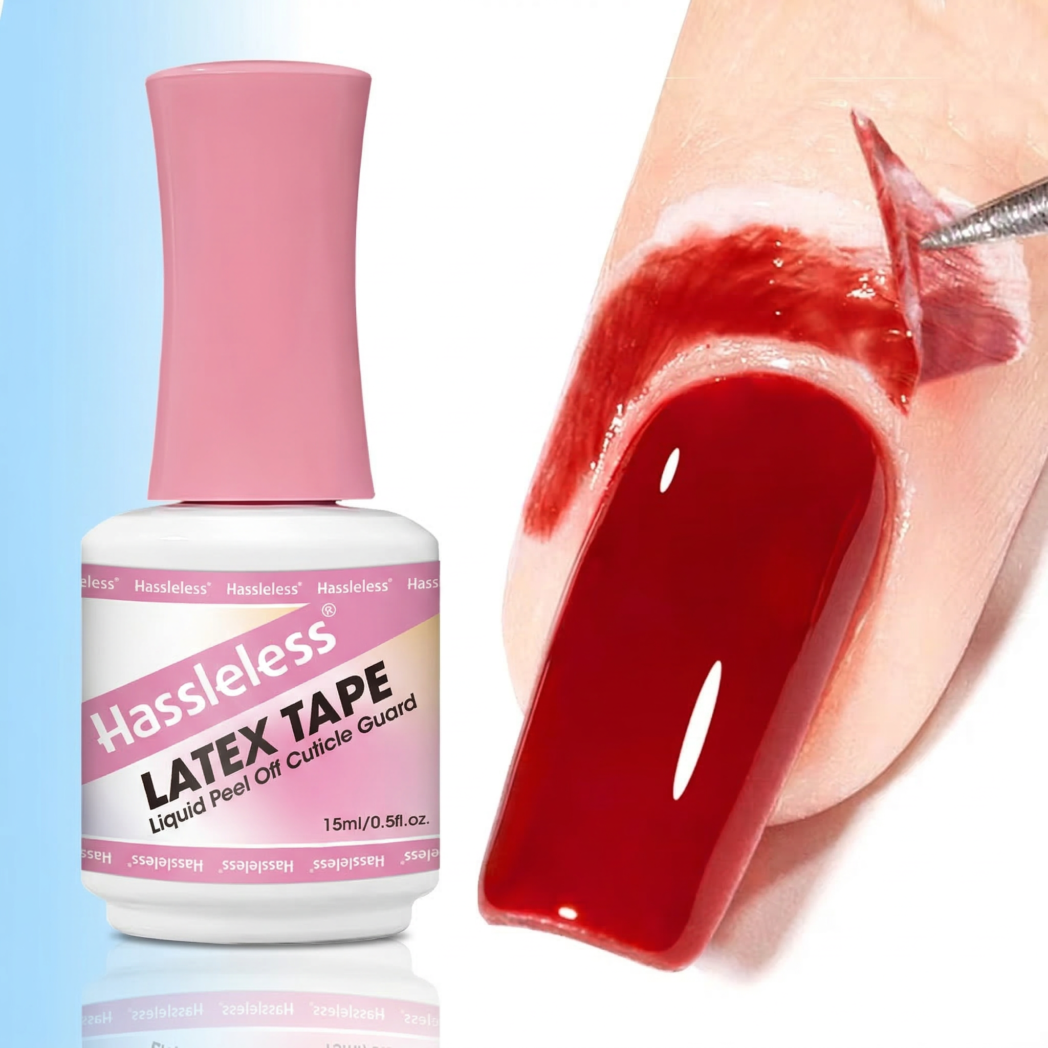 Hassleless 15ml Nail Peel-Off Liquid with Spill-Proof Adhesive Tape, Gentle Form
