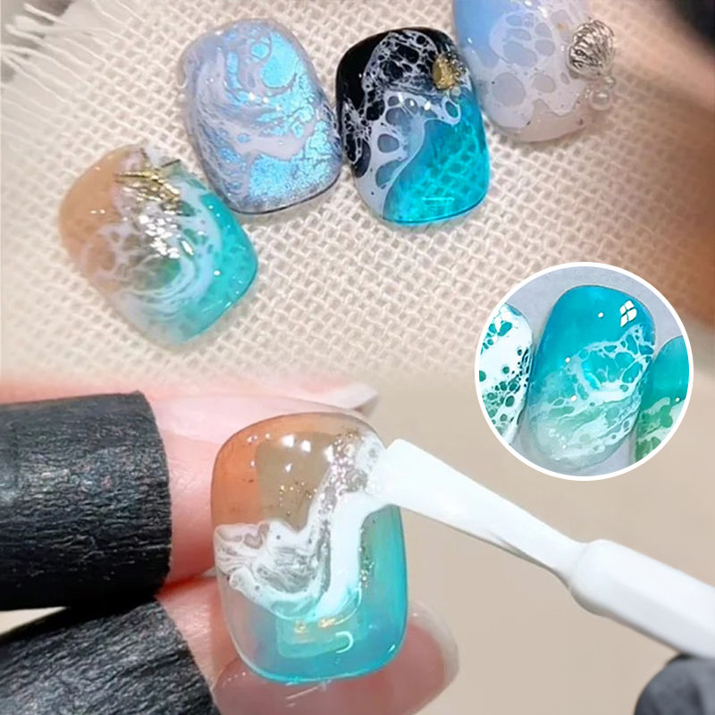 Thumbnail: BORN PRETTY 1/2Pcs Ocean Wave Watercolor Liquid Gel Nail Polish Set White Waterc