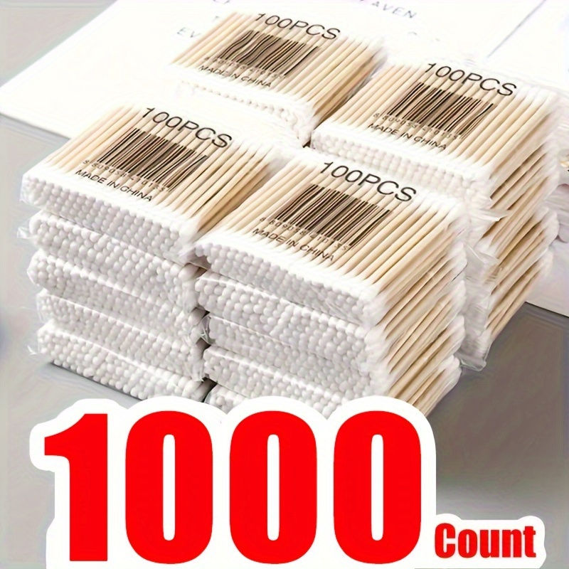 1000Count Cotton Swabs - Bamboo Sticks Cotton Swabs For Ears - Double Round Thic