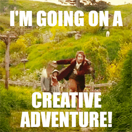 Lord of The Rings Bilbo Running Shire I'm Going On A Creative Adventure.gif