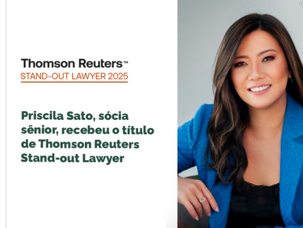 A sócia Priscila Sato recebeu o título de Thomson Reuters Stand-out Lawyer