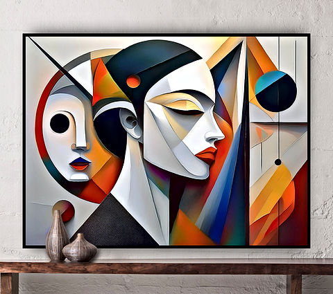 An artistic portrayal of a woman's portrait, a decorative mask partially obscured behind her head. A sense of mystery and beauty.