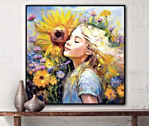This image exudes warmth, serenity, and a deep connection to nature. The impressionistic style, with its thick, textured strokes and rich colors, gives the artwork a dreamlike and almost poetic quality. It celebrates freedom, joy and the beauty of being present in the natural world.