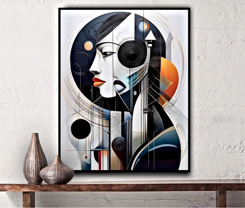 An abstract representation of the side-view of a woman's face encircled, blending vivid hues and artistic elements to create a striking visual impact.