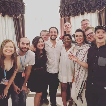 Rebecca Lam standing with fellow vocal coaches from around the world at the European Vocal Camp in Poland.