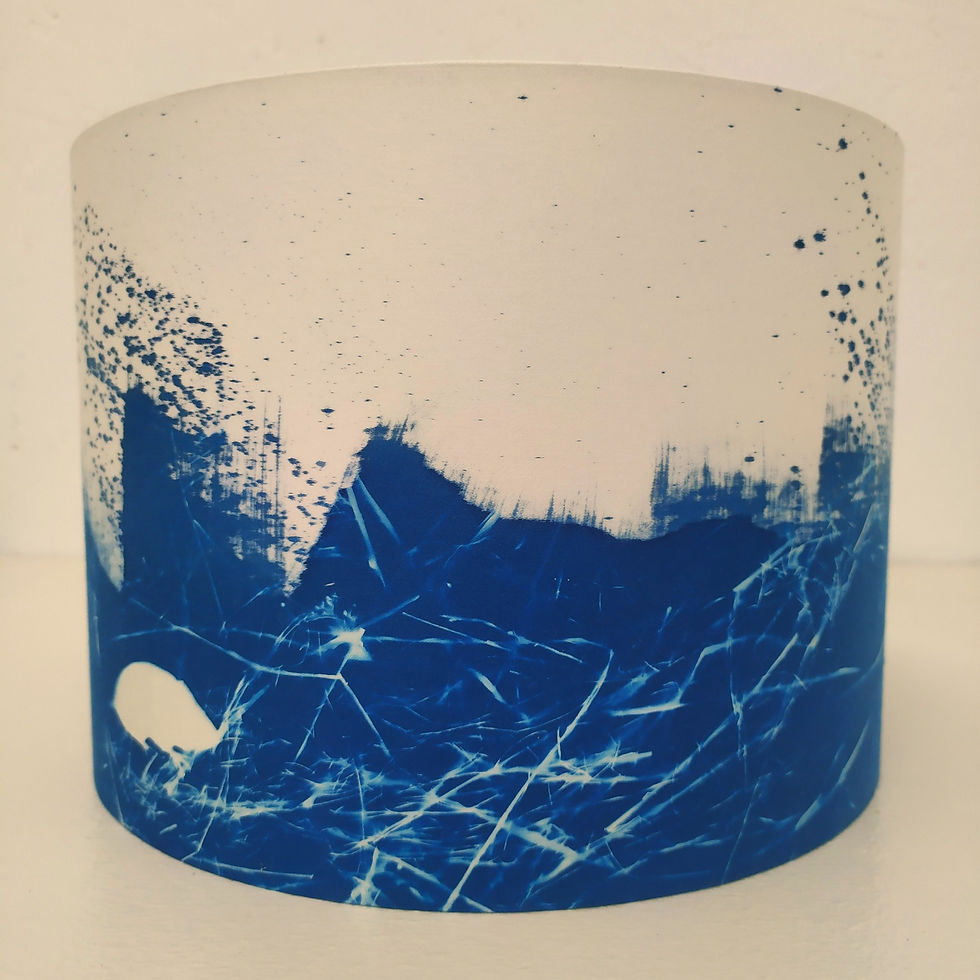 Thumbnail: Vole and Nest cyanotype lampshade