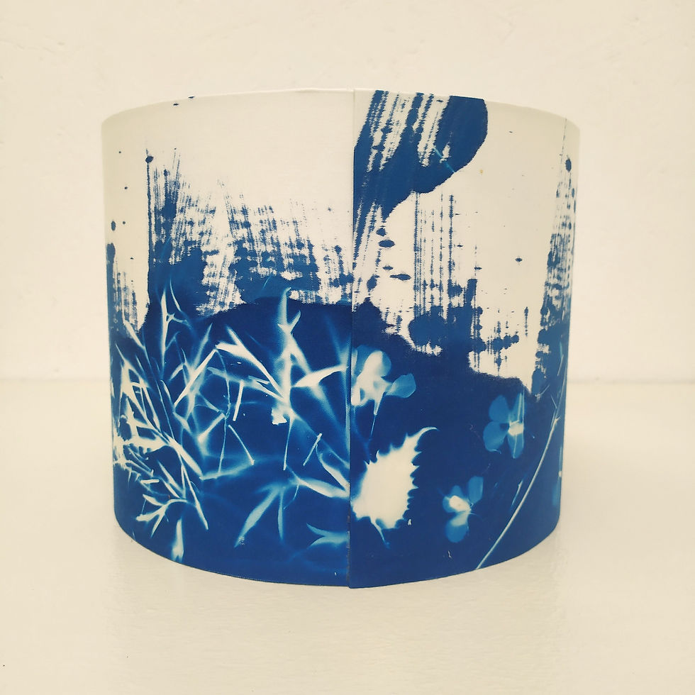Thumbnail: Lace elder cyanotype lampshade 