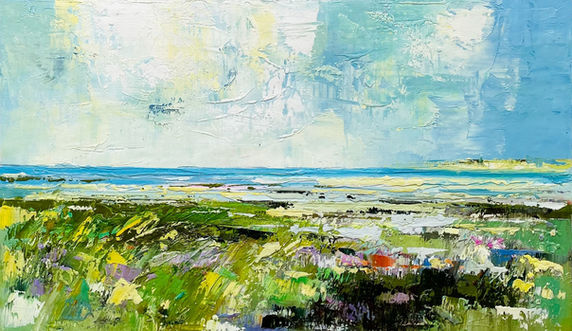 Debbie Scott - Sea Lavender Wareham Marsh - Norfolk Oil Painting