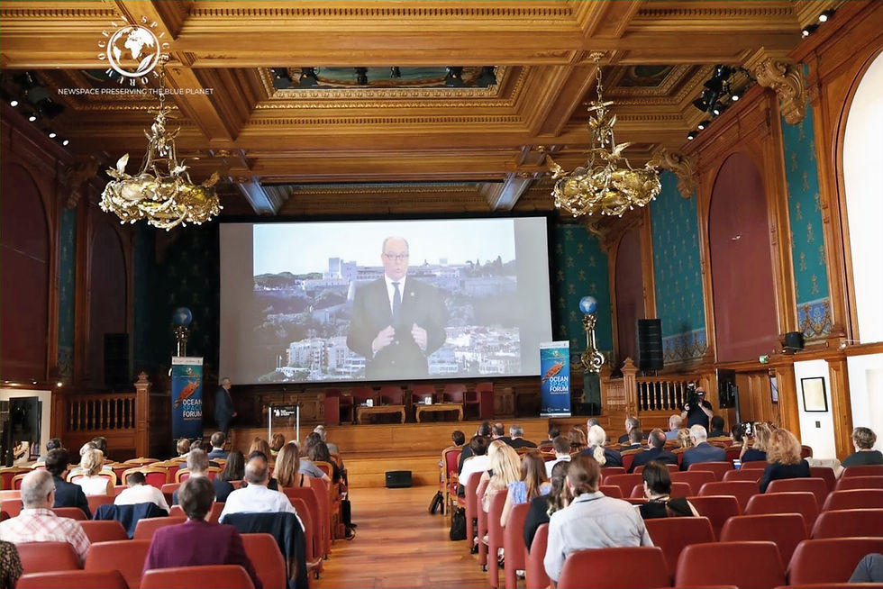 Photo >> Video keynote speech by H.S.H. Prince Albert II of Monaco at the second edition of Monaco Ocean Space Forum (Oceanographic Museum, Conference Hall, 2nd July 2024) © Direction de la Communication Gouvernement Princier