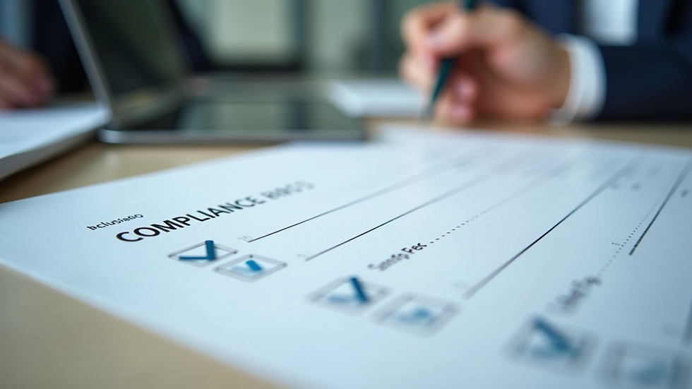 Eye-level view of a compliance checklist on a desk
