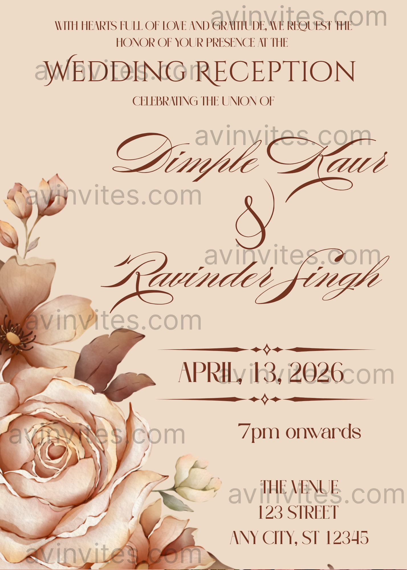 The "Everlasting Bloom" Customizable Single Event Invitation