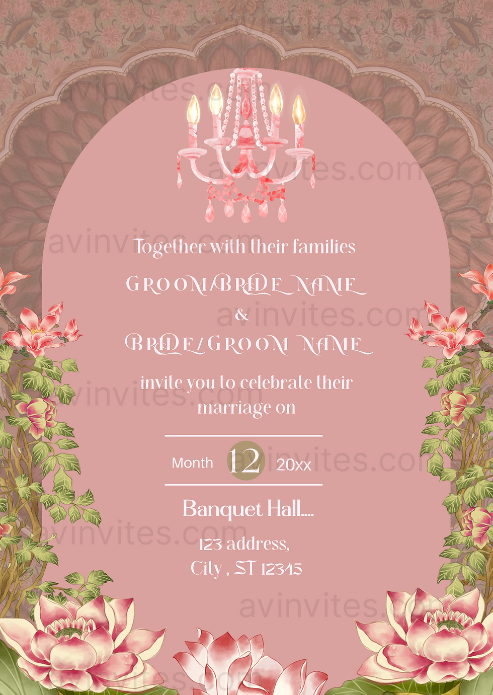 Thumbnail: The Pink & Gold Mughal Wedding Invitation