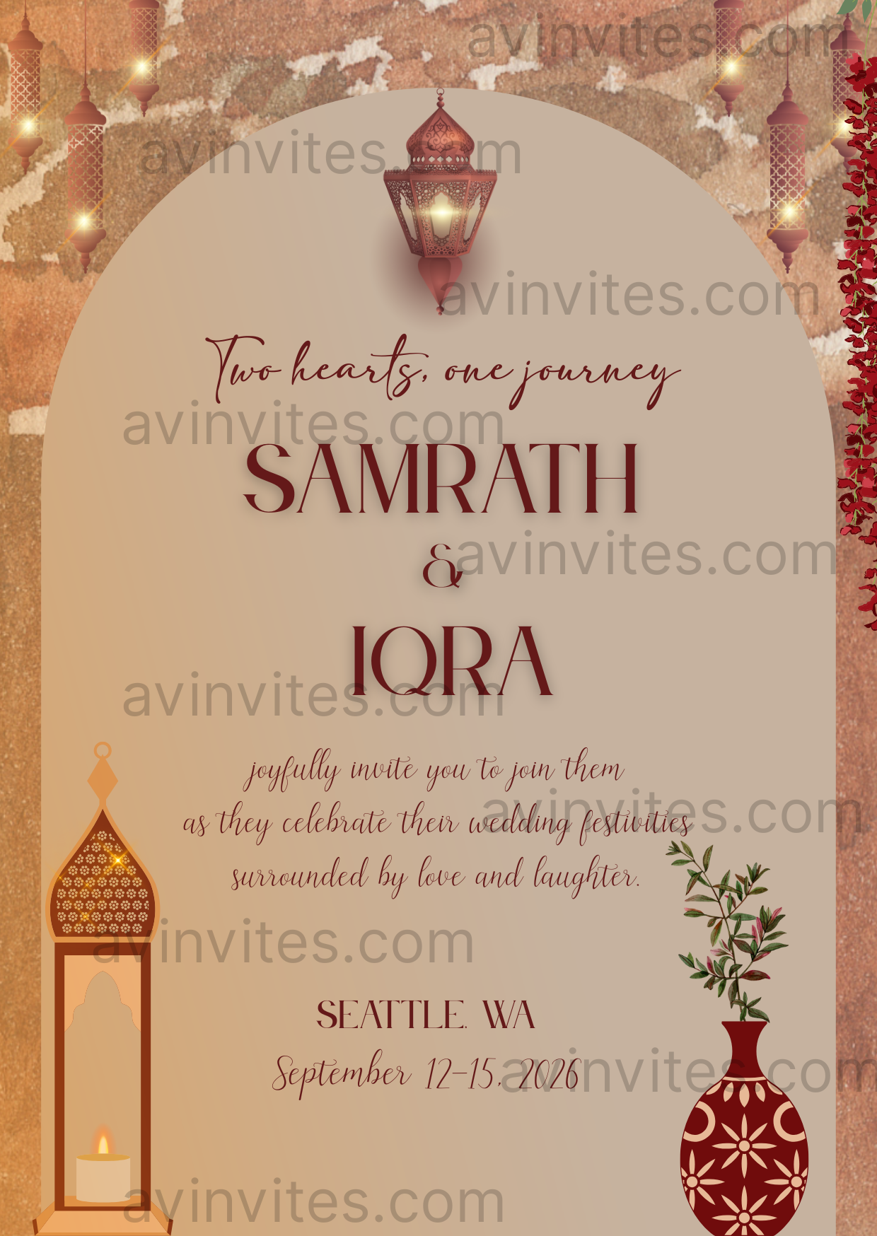 A Magical Moroccan theme Wedding Invitation with a RSVP page