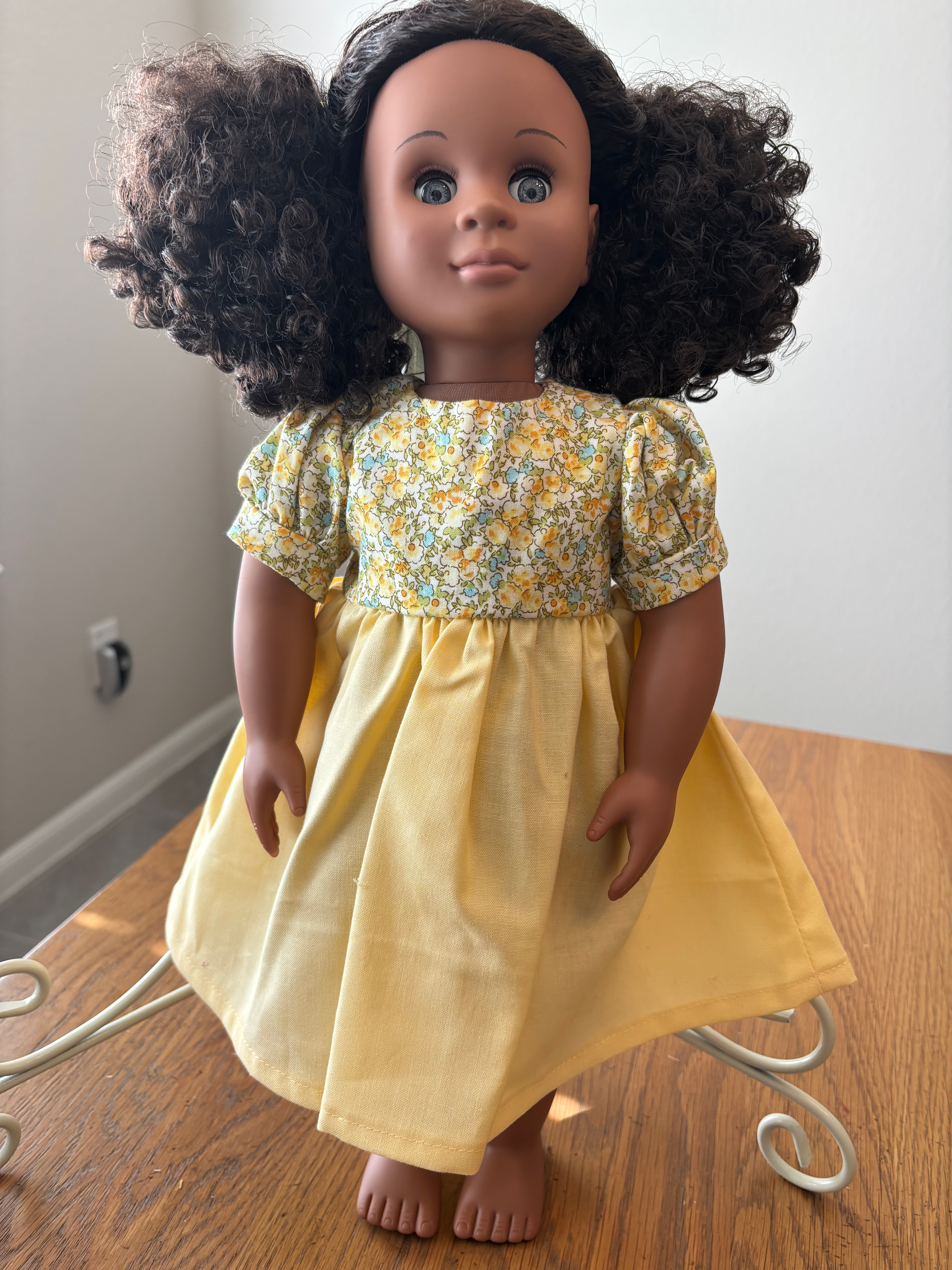 Yellow Dress with Turquoise Print Top