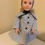 Thumbnail: Coat & Dress Ensemble with Arrow Print Dress, Bonnet, Stockings & Shoes