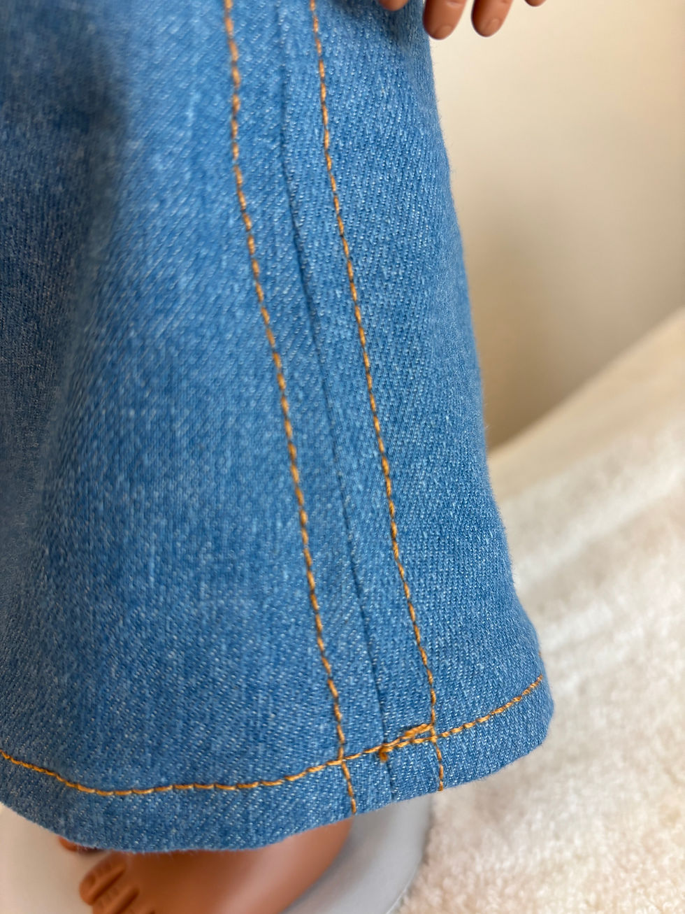 Thumbnail: Light Blue Denim A-line Skirt with Knit T-Shirt Top