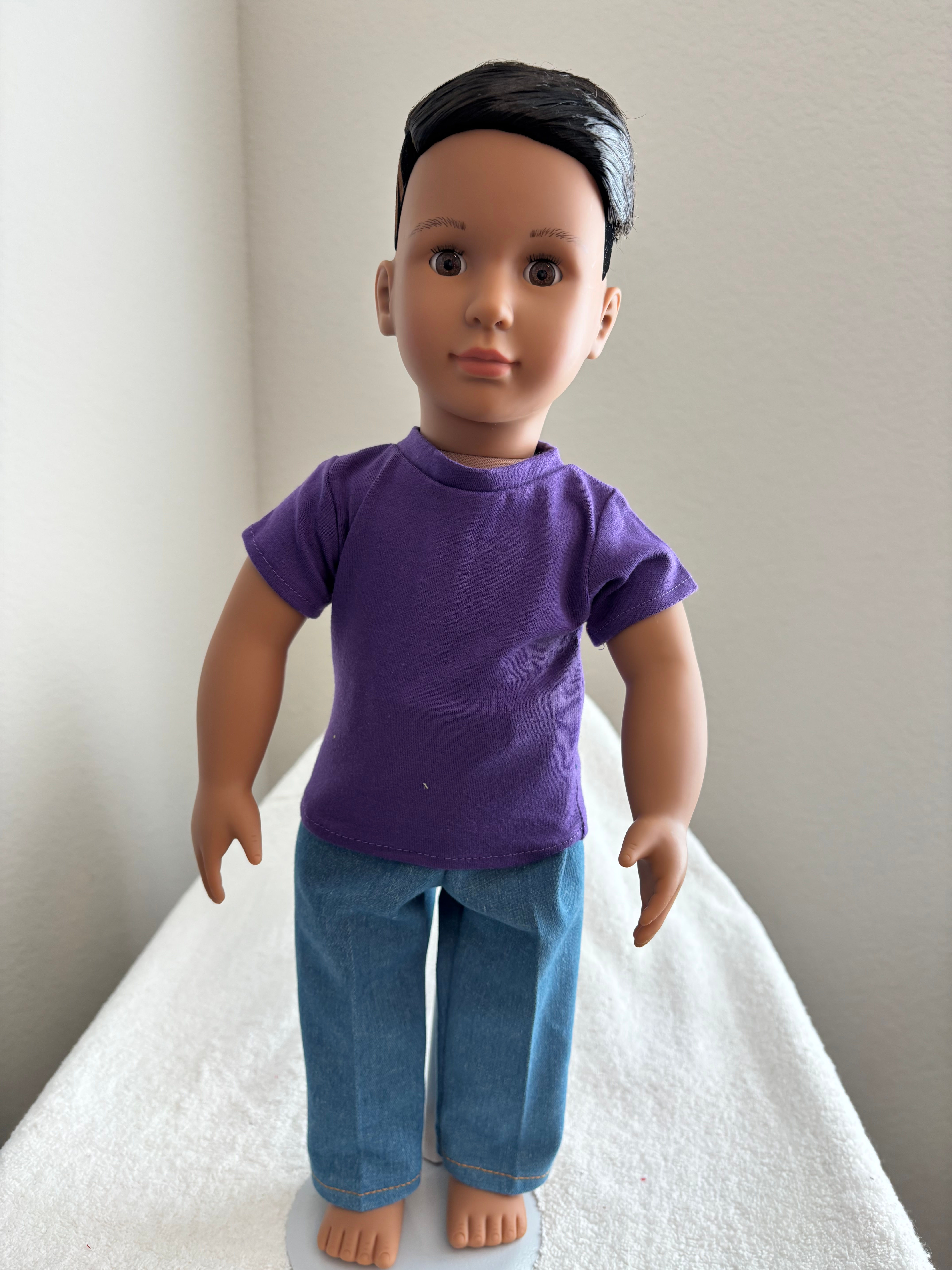 Denim Blue Jeans with Purple T-Shirt