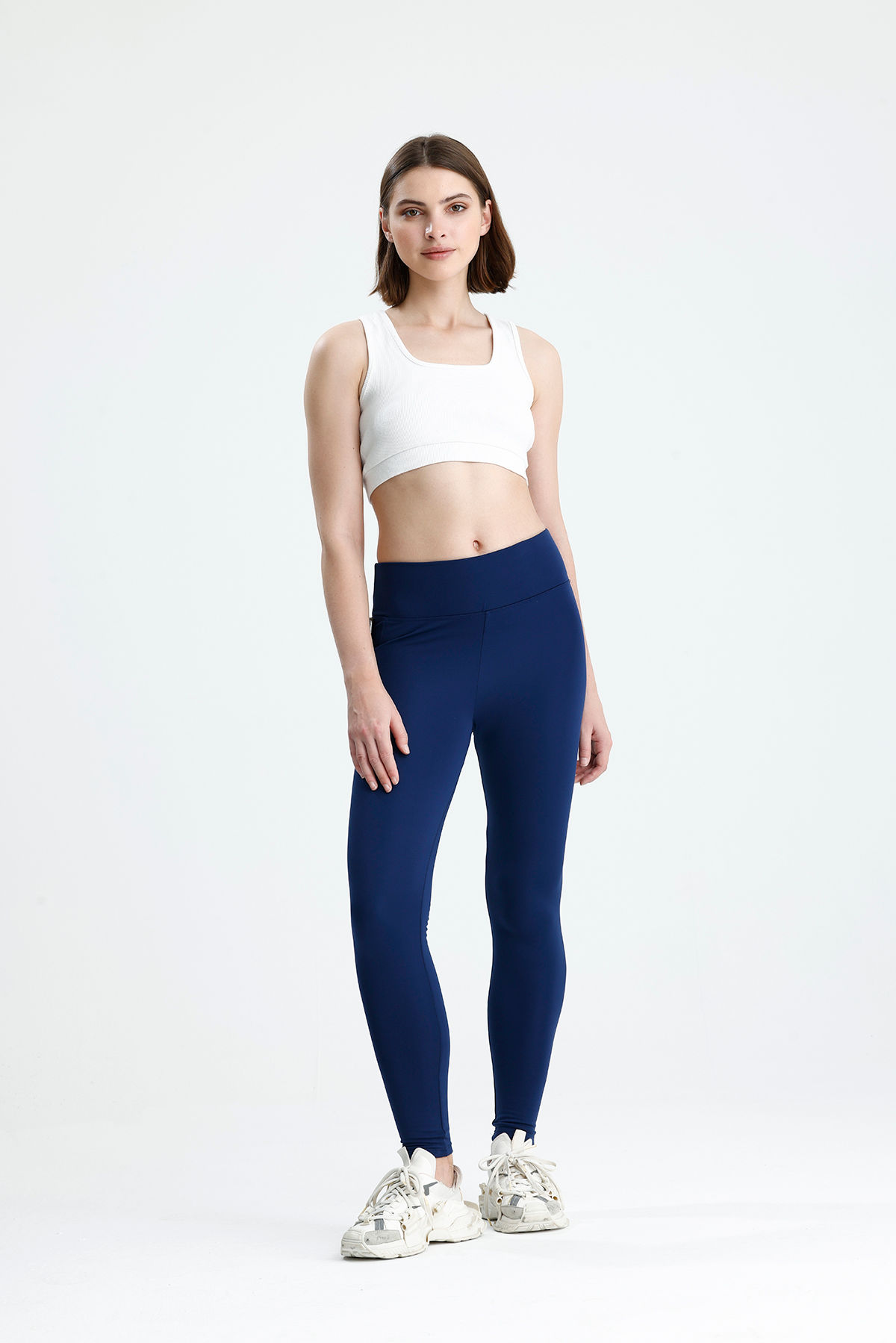 Kadın Kışlık İçi Polarlı Yüksek Bel Toparlayıcı Cepli lacivert Tayt 