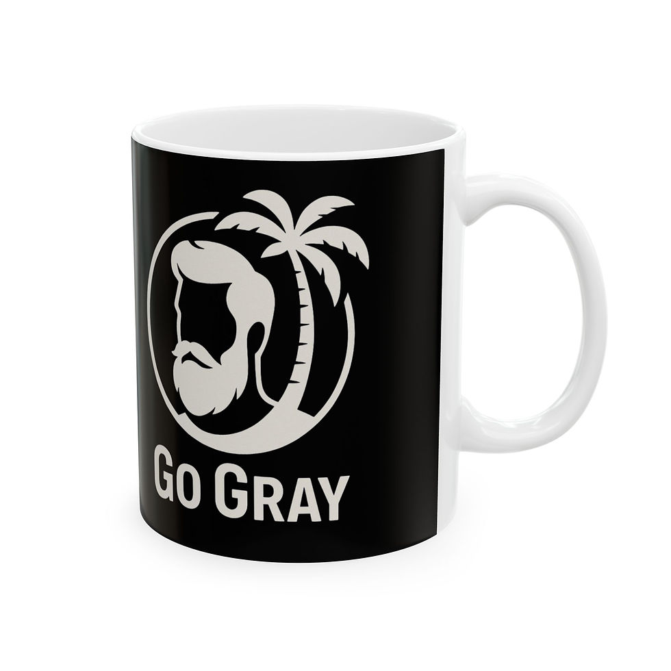 Thumbnail: Go Gray Ceramic Mug – Beard & Palm Tree Design (11oz, 15oz)