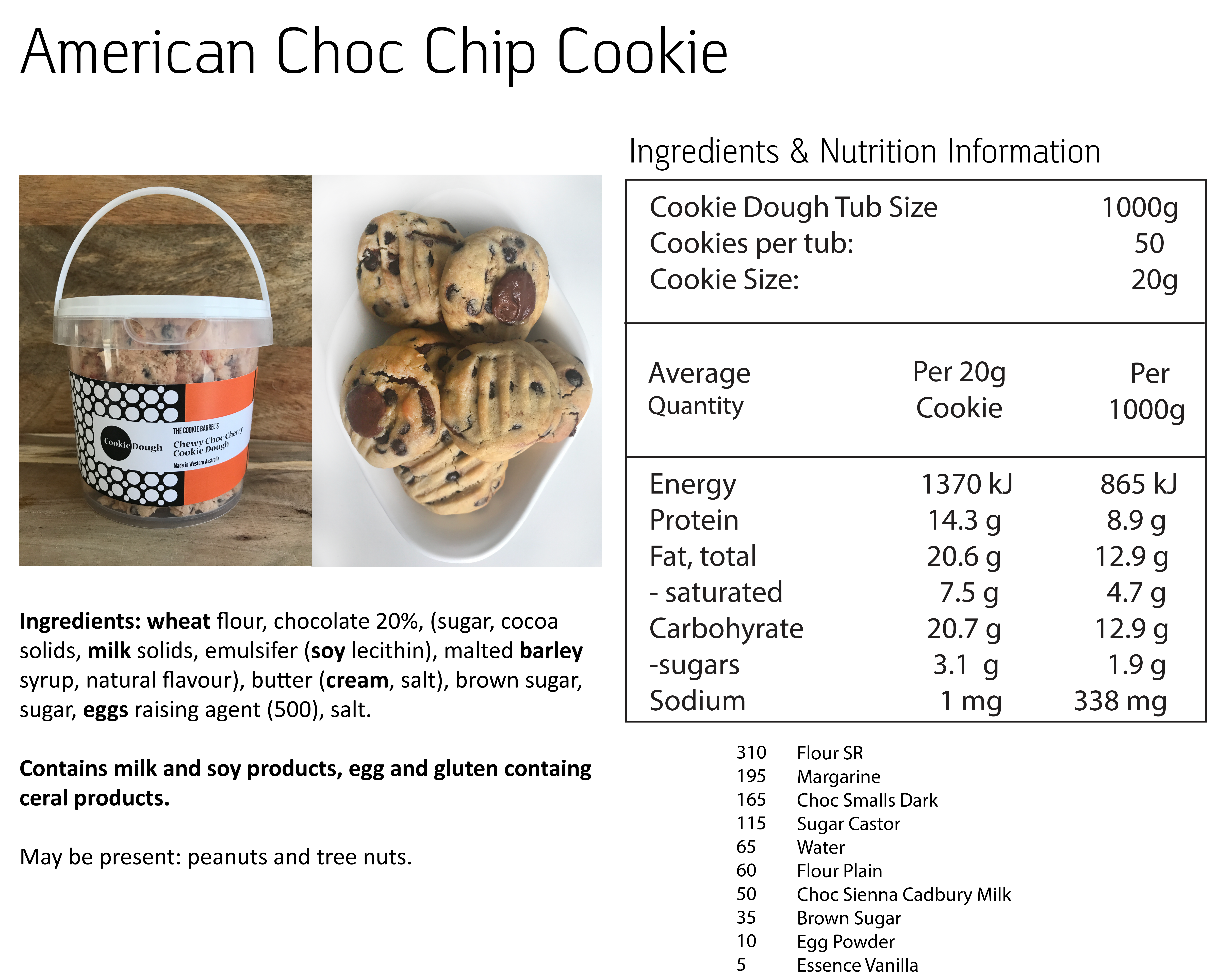 American Choc Chip Nutritional Info