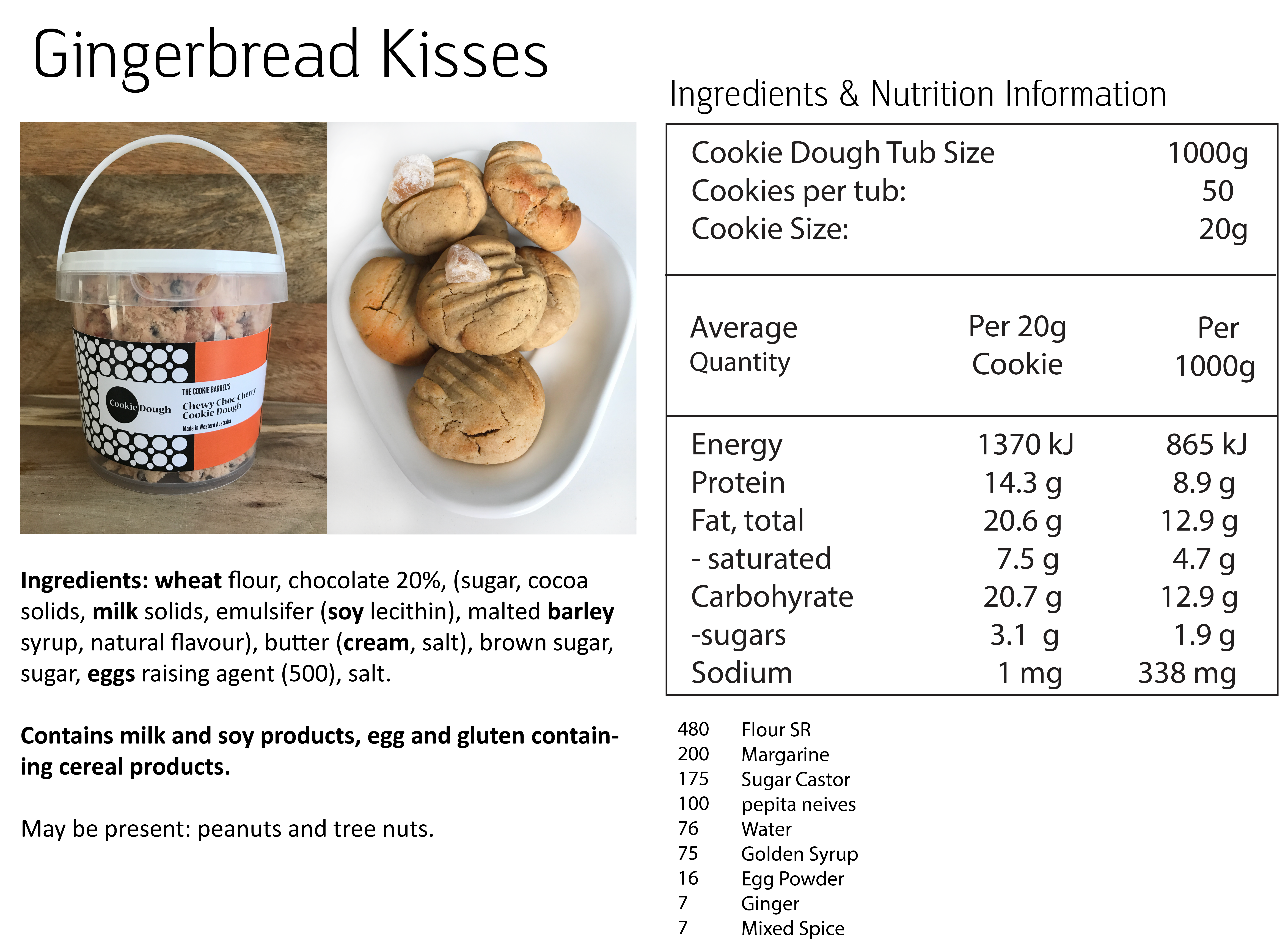 Gingerbread Kisses Nutritional Info