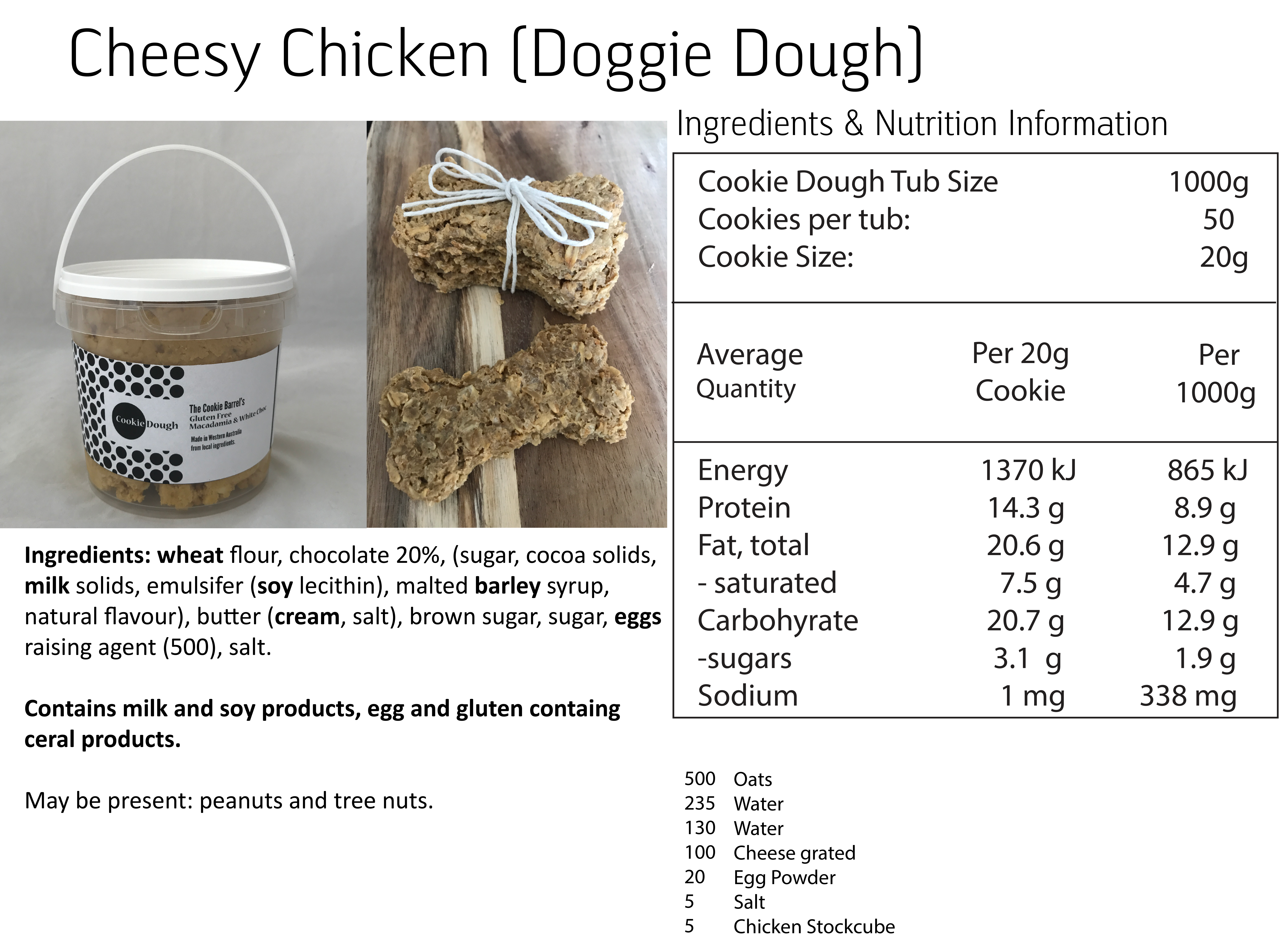 Cheesy Chicken Doggie Dough Nutritional Info