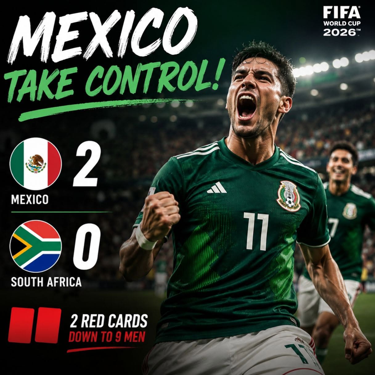 Mexico edge past nine-man South Africa in chaotic World Cup opener