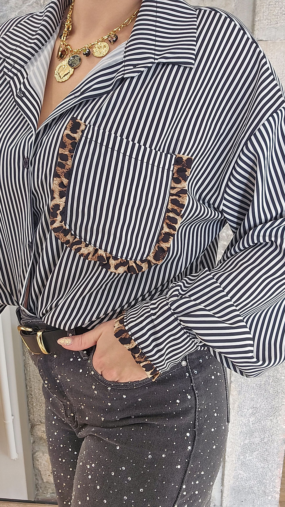 Miniature : CHEMISE OVERSIZE A RAYURES ET LEO