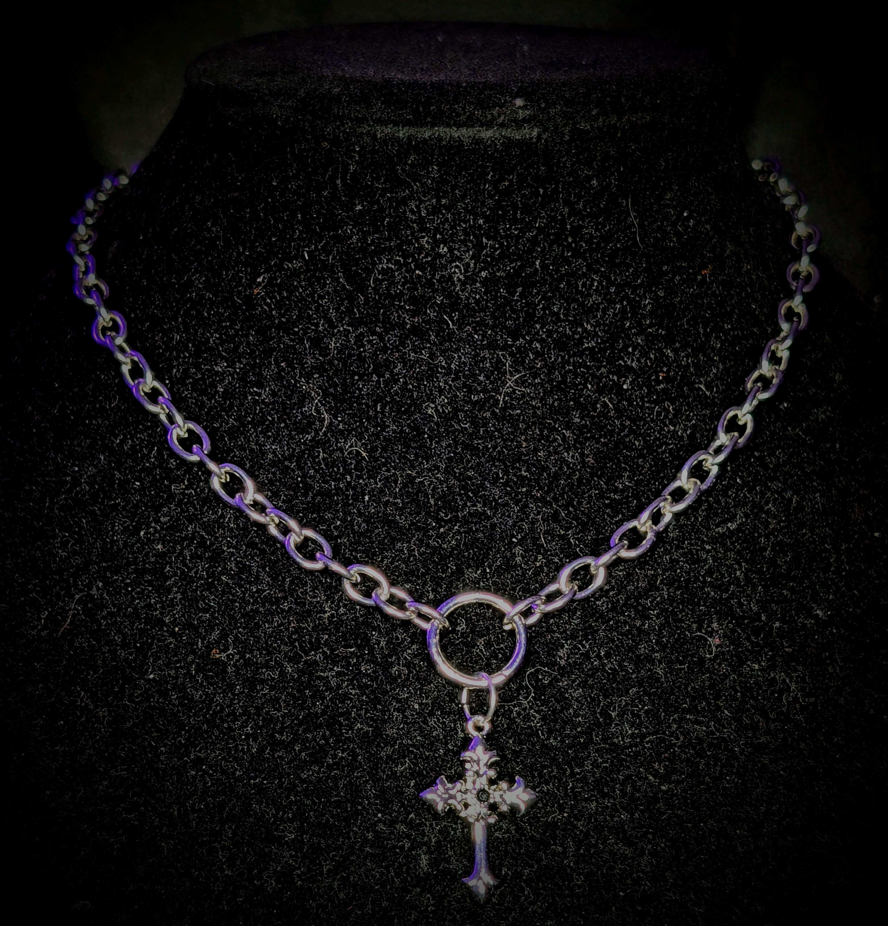 Stainless Goth Cross Choker