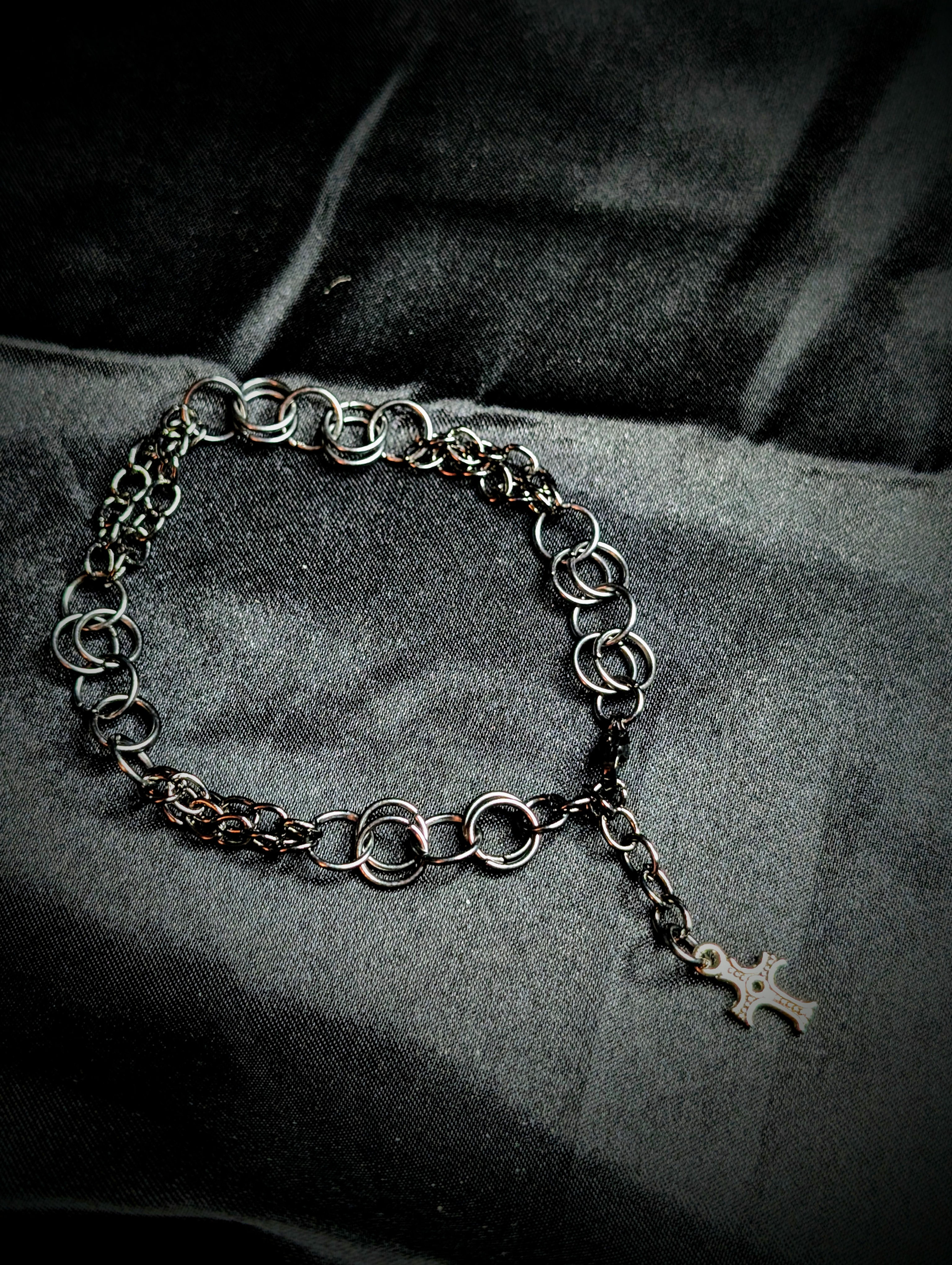 The Sentinel Chainmail Bracelet with Cross Charm