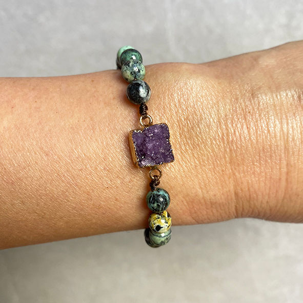 Miniaturbild: Variscitarmband Carfunkel Edelsteinarmband Variscit Kristallarmband Lila Kristall