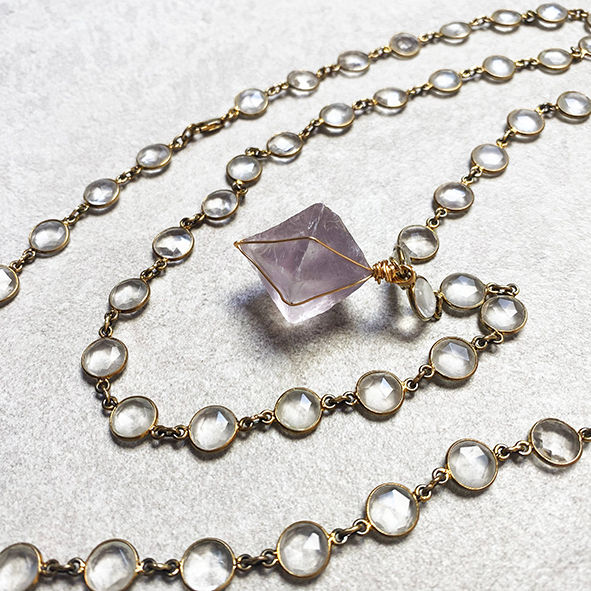 Fluoritanhänger Bergkristallkette Edelsteinkette