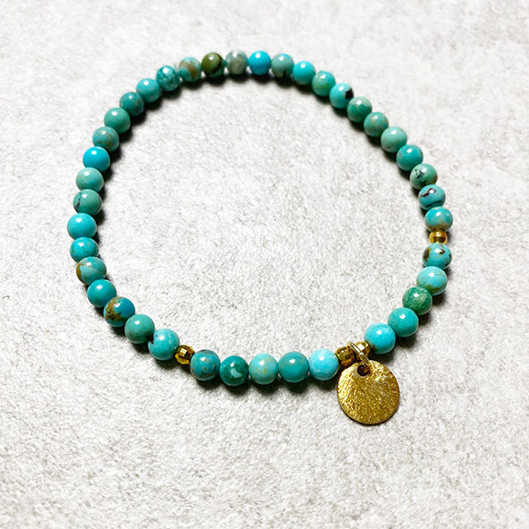 Miniaturbild: Türkisarmband Goldplättchen Edelsteinarmband Carfunkel
