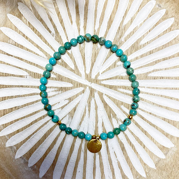 Miniaturbild: Türkisarmband Goldplättchen Edelsteinarmband Carfunkel