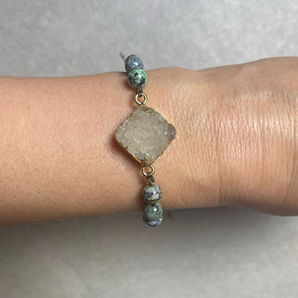 Miniaturbild: Variscit Variscitarmband Edelsteinarmband Carfunkel Weißer Kristall Kristallarmband