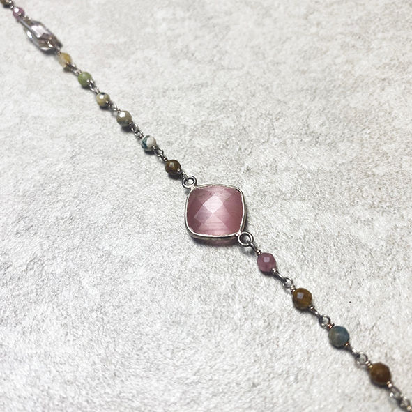 Miniaturbild: Rosenquarz Kette Silber