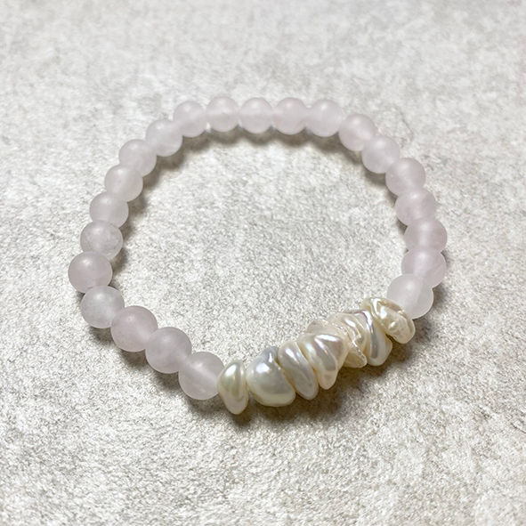 Miniaturbild: Rosenquarzarmband Edelsteinarmband Echte Perle Perlenarmband Carfunkel