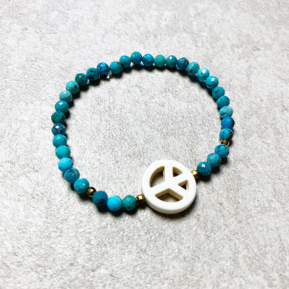 Miniaturbild: Türkisarmband Carfunkel Boho Edelsteinarmband Peacezeichen