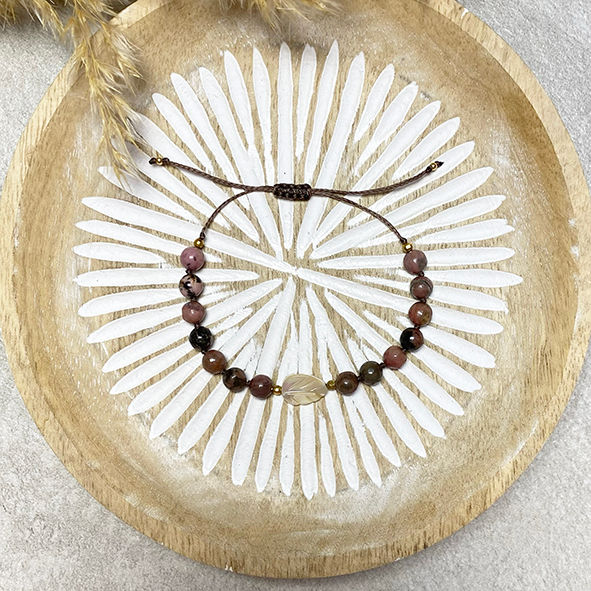Armband "Blatt" Rhodonit