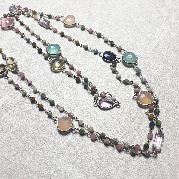 Viele Edelsteine Silber-Kette