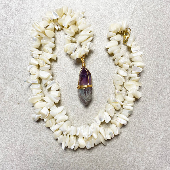 Miniaturbild: Perlmutt Amethyst Edelsteinkette