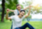 Father daughter playing park