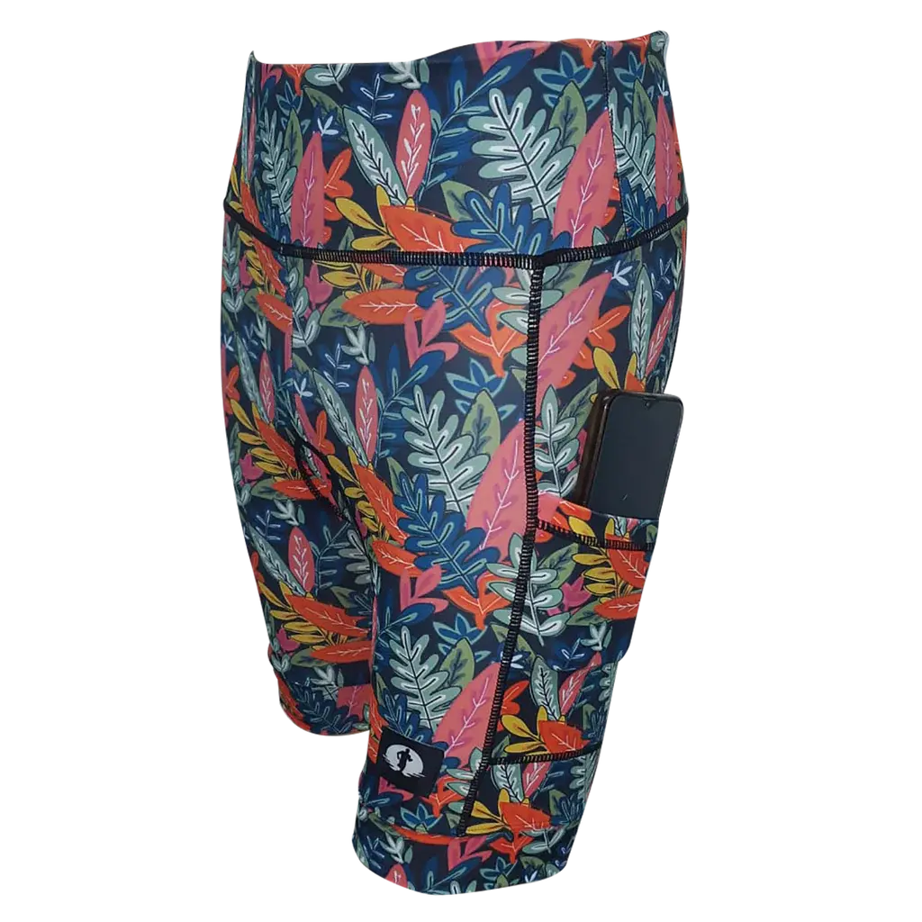 HIGH WAIST LADIES CYCLING SHORTS - FANCY FOREST