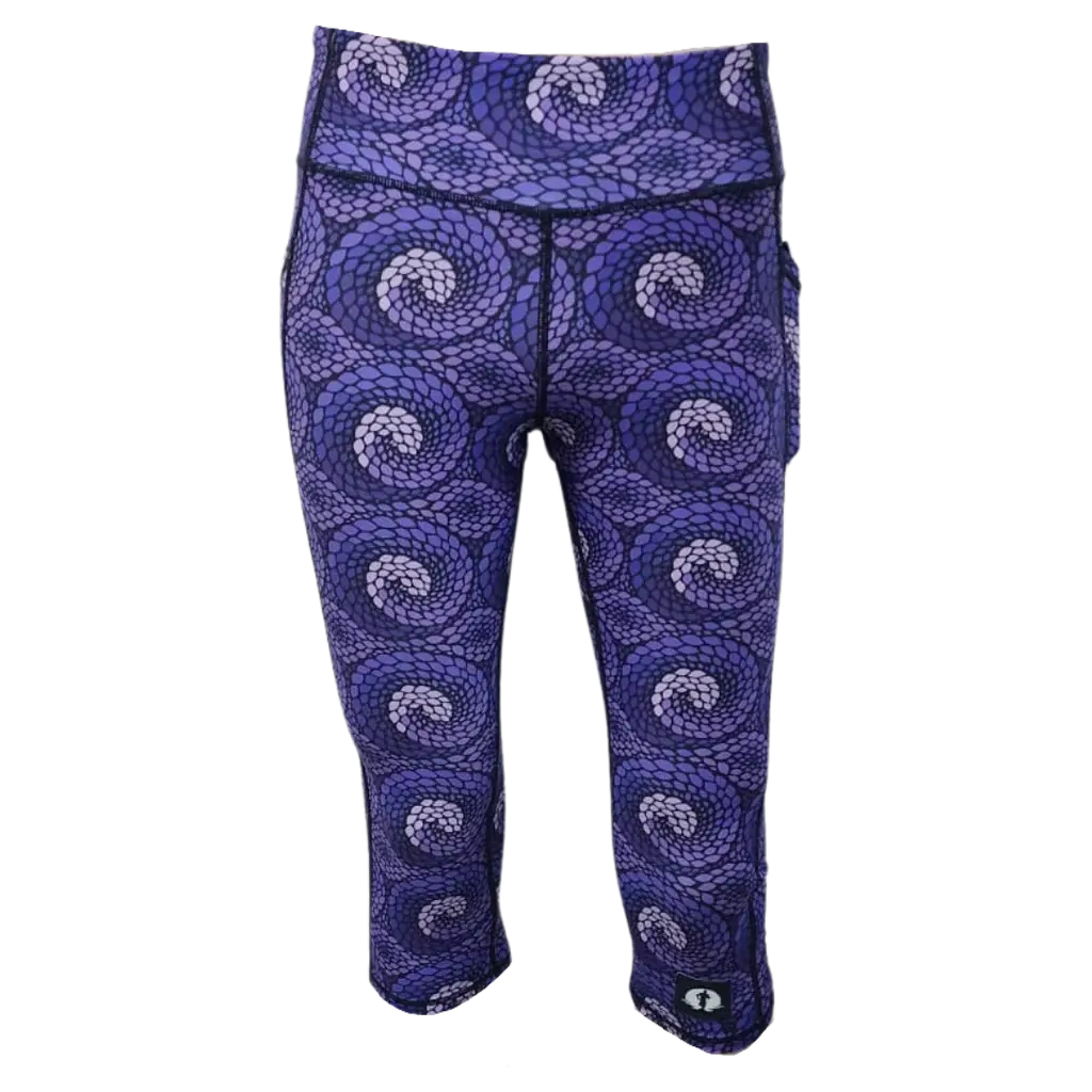 HIGH WAIST FUNKY 3/4 LEGGINGS - PURPLE PEOPLE EATER