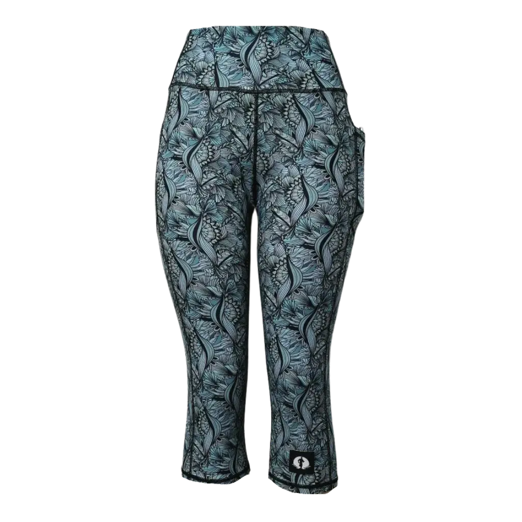 HIGH WAIST FUNKY 3/4 LEGGINGS - FANTASY JUNGLE