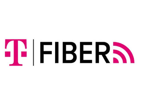"T-Mobile Fiber logo featuring the magenta T-Mobile 'T' symbol, the word 'FIBER' in bold black letters, and a magenta signal wave icon on a white background."